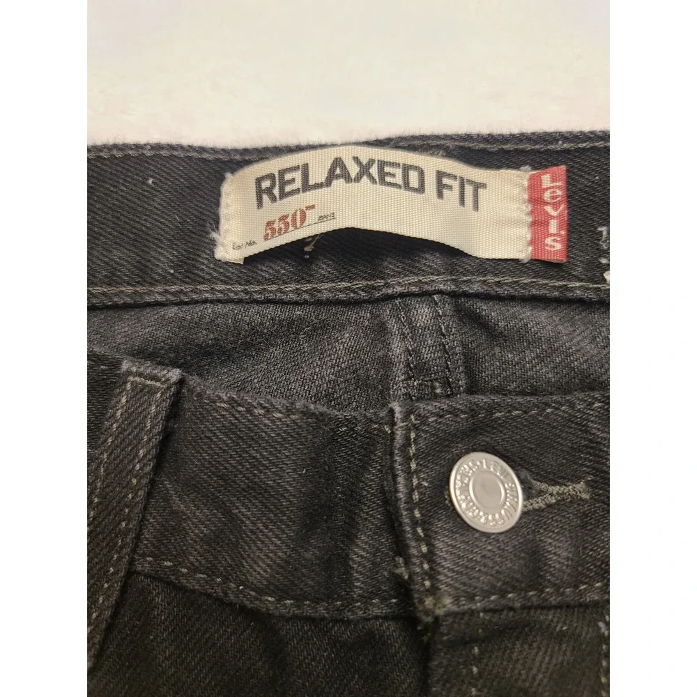 Levis 550 Relaxed Fit Black Denim‎ Jeans Mens 38x32 Pants Five Pocket Zip Fly